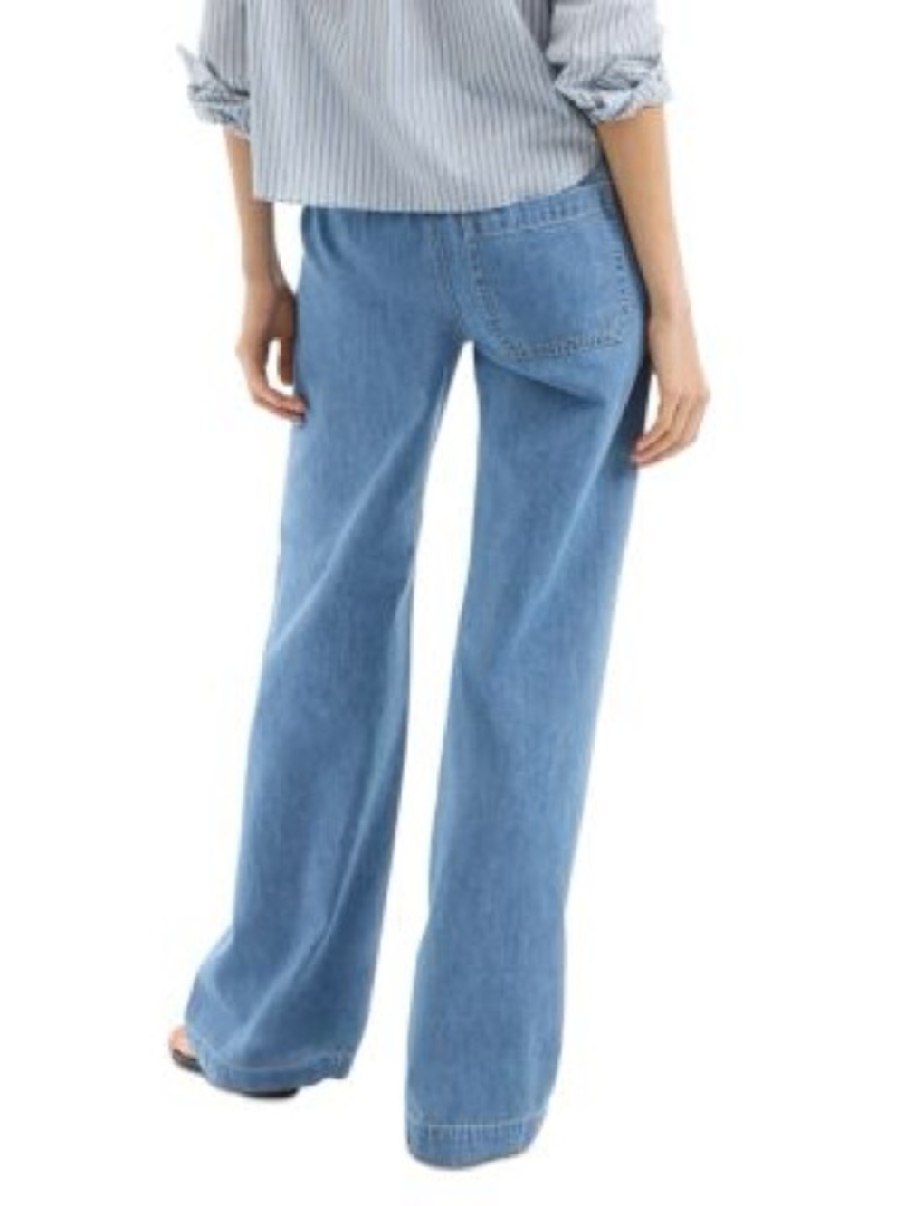 Veronica Beard Dunford High Rise Wide Leg Drawstring Jeans - Blue - Picture 2 of 9